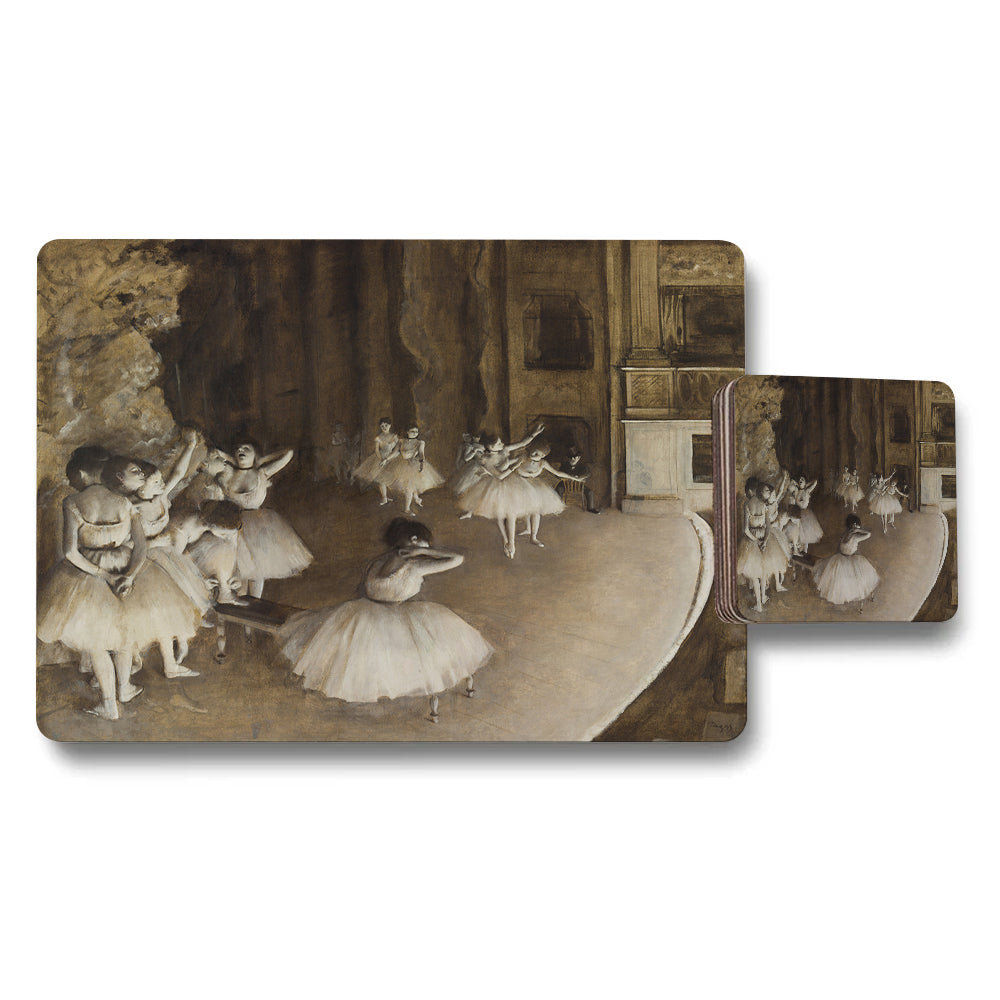 Vintage Ballet Dancers On Stage Placemats And Coasters Set