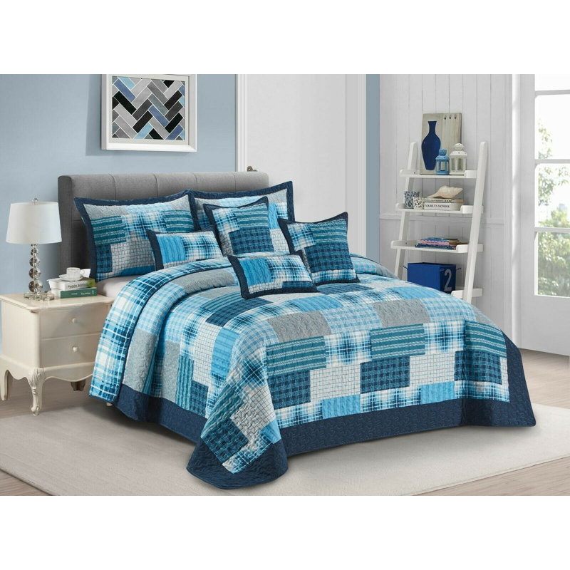 Northington Microfibre Bedspread, Super King Bedspread, Blue