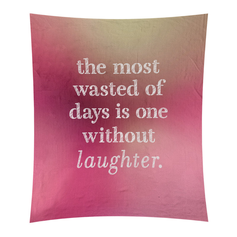 Tapisserie en polyester pour citation de rire, H 104 po x l 88 po, Lueur rose