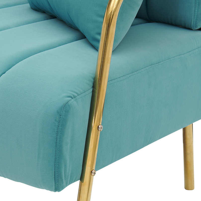 Queana Metal 60'' Reception Sofa, Turquoise