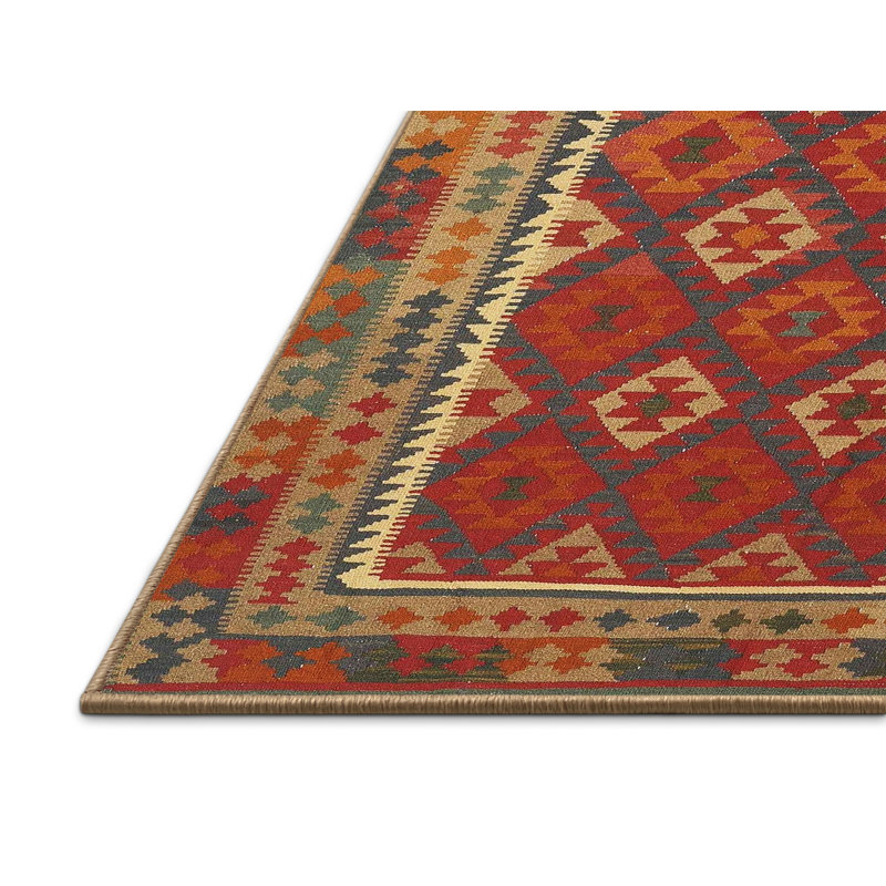 Tapis traditionnel rouge / beige, Rectangle 2 pi x 3 pi