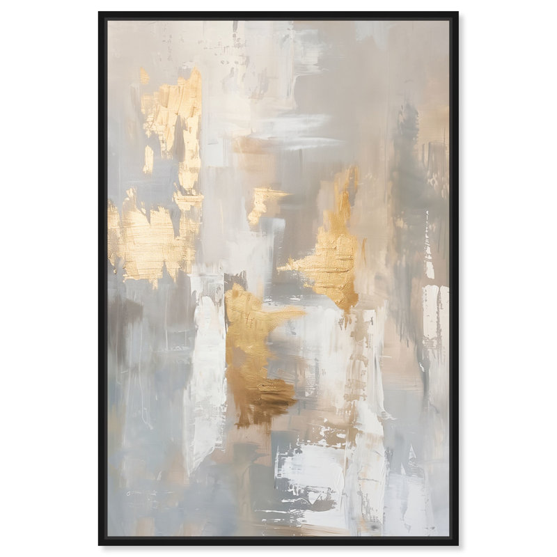 Toile grise Caesar, abstrait Mid-Century par Art Remedy, Cadre noir, H 16 po x l 11 po
