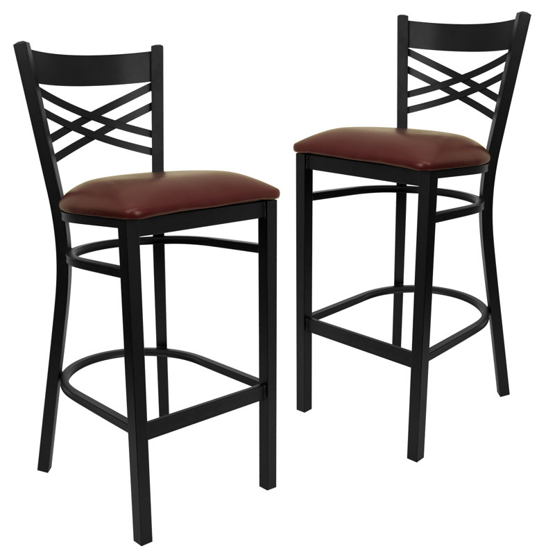 Tabouret de bar 31 po Lomonaco, Noir, Bourgogne, 2