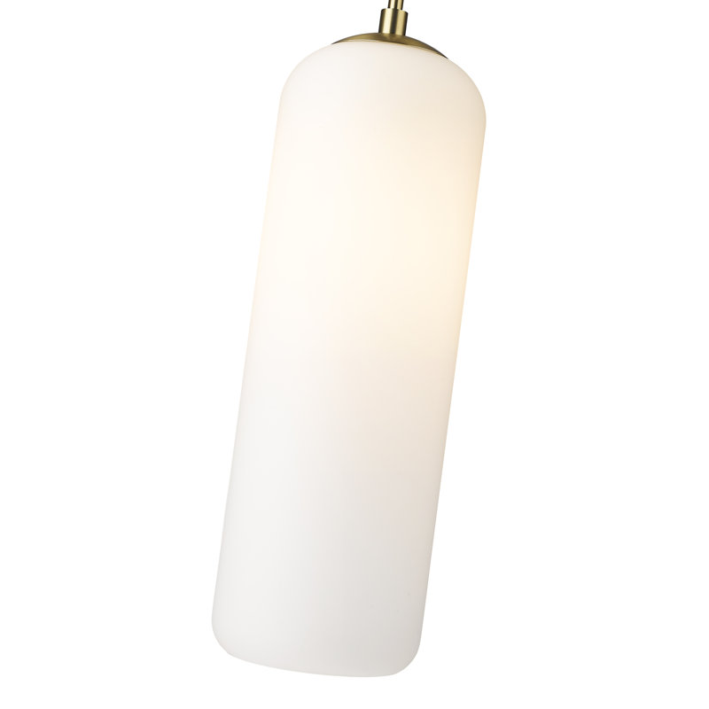 Campos 1 - Light Kitchen Island Pendant, 132" H x 5.25" W x 5.25" D, Heritage Brass, White