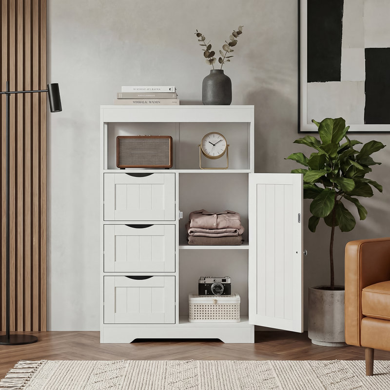 Armoire de salle de bain autoportante avec tablette réglable H 34 po x l 22 po x P 11 po Goldean, Blanc