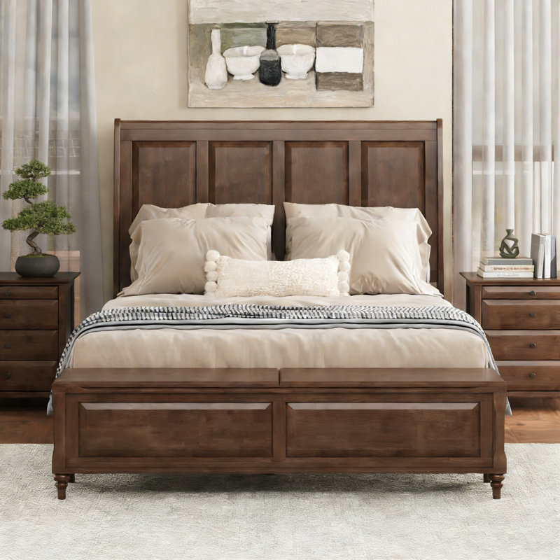 Lit-bateau avec commode Soild, Noyer brun, Grand lit