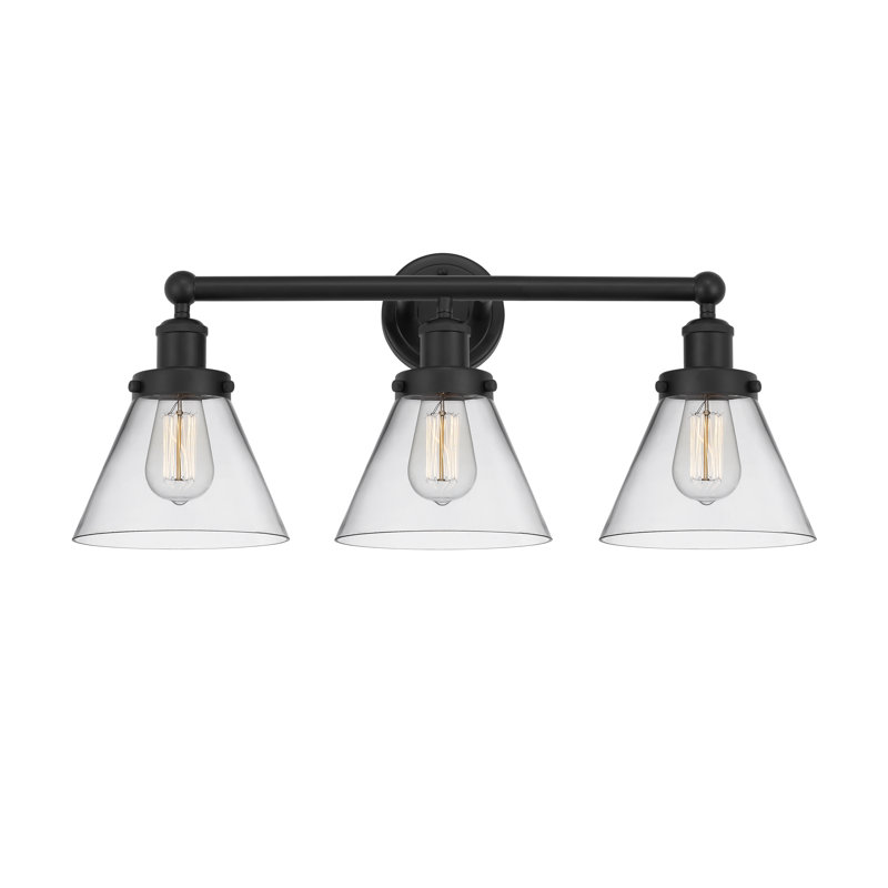 Éclairage pour meuble-lavabo à intensité variable 3 lumières Aritzy, Noir mat, Transparent