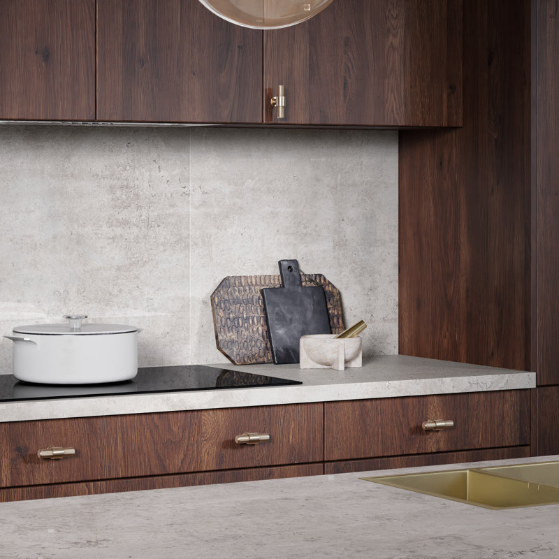 Modern Cement Square Edge Laminate Kitchen Splashback - 3000 x 600mm x 8mm 