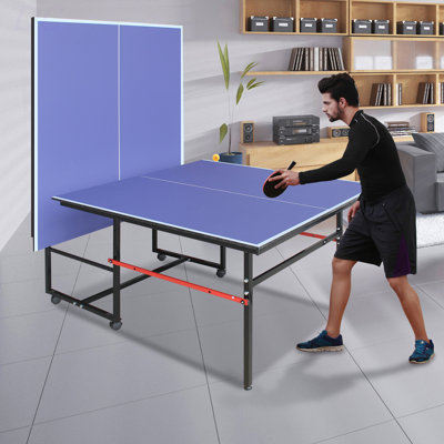 Ensemble de table de ping-pong pliable et portatif de 8 pieds de taille moyenne pour jeux de société avec filet, 2 raquettes de tennis de table et 3 balles, table de ping-pong
