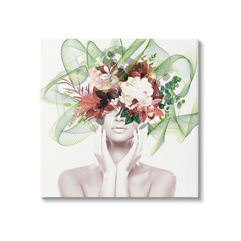 «Conceptual Flower Face Woman» par Irena Orlov - impression, H 36 po x l 36 po x P 1,5 po, Toile tendue