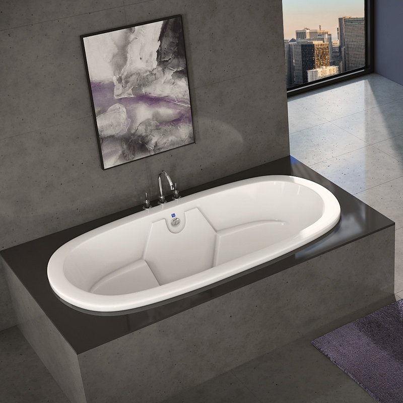 Hermosa 66" x 44" Drop In Air Acrylic Bathtub, Biscuit