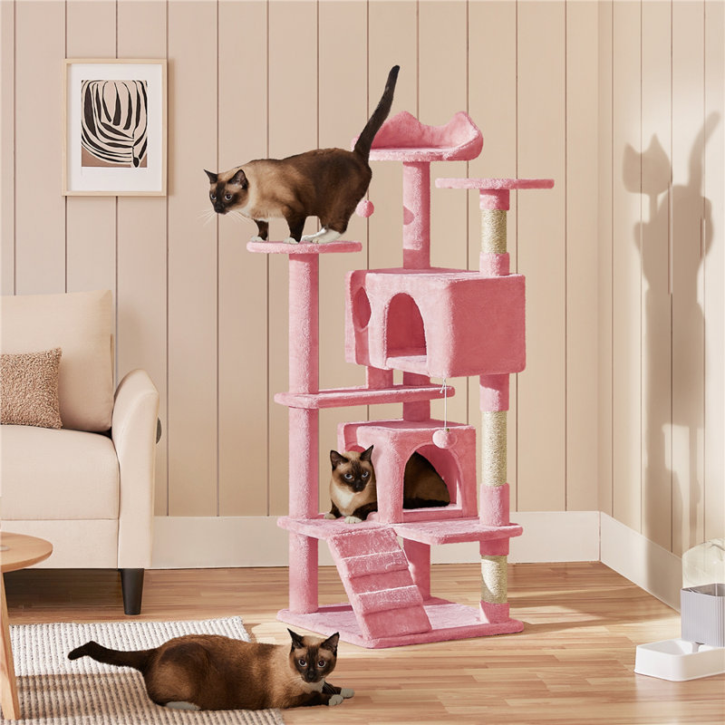 Multilevel Cat Tree Condo with Scratching Posts, Pink