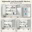 Armoire à pharmacie avec miroir pour salle de bain, miroir de salle de bain mural avec rangement, tablettes réglables, cadre en aluminium, fixation en surface