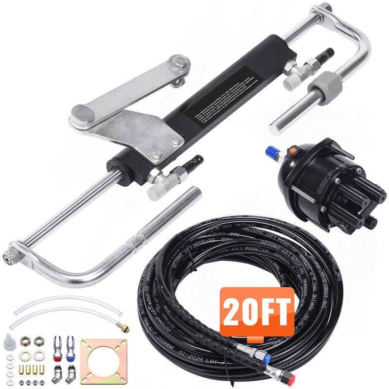 Hydraulic Steering Kit 90HP Hydraulic Outboard Steering Kit With Helm Pump Cylinder Marine Steering System Kit