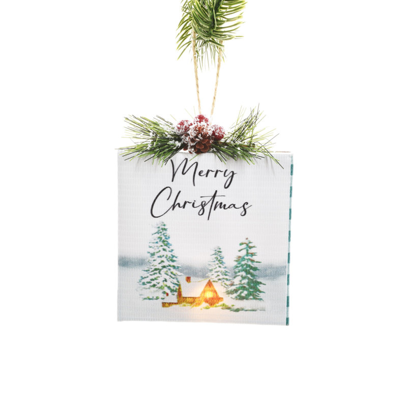 Ornement à DEL blanc suspendu "Merry Christmas" (paquet de 6)