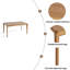 Table de salle à manger, bois d'hévéa avec placage de noyer, style Mid-Century