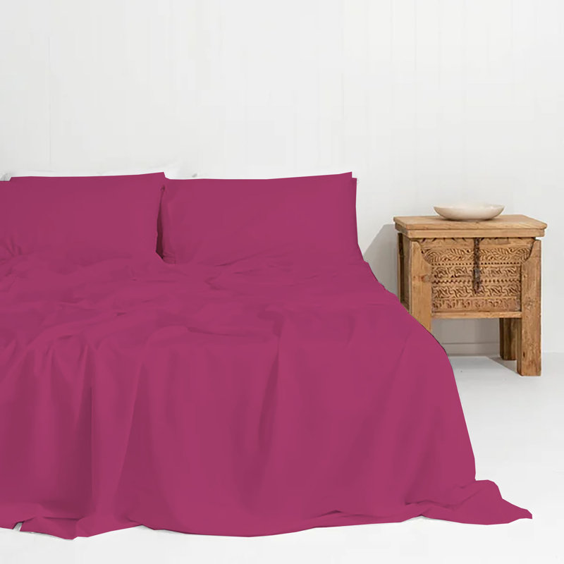 Ensemble de literie 6 pièces en rayonne de bambou, Grand, Hot Pink