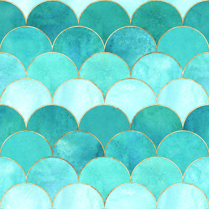 Fish Scale Wave - Wrapped Canvas Print, 30cm H x 30cm W x 3.8cm D