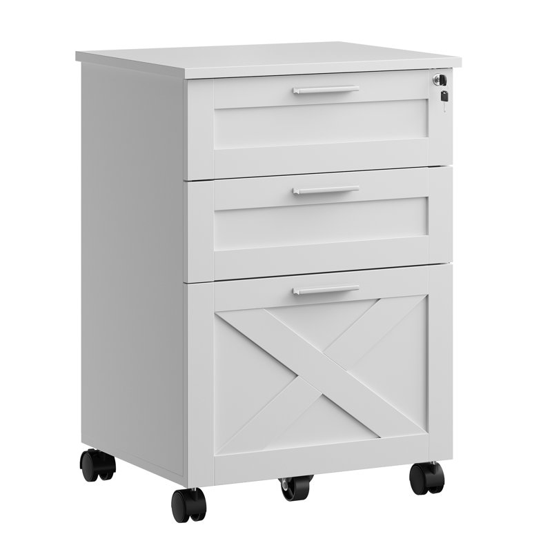 40cm Wide 3 -Drawer File Cabinet, White