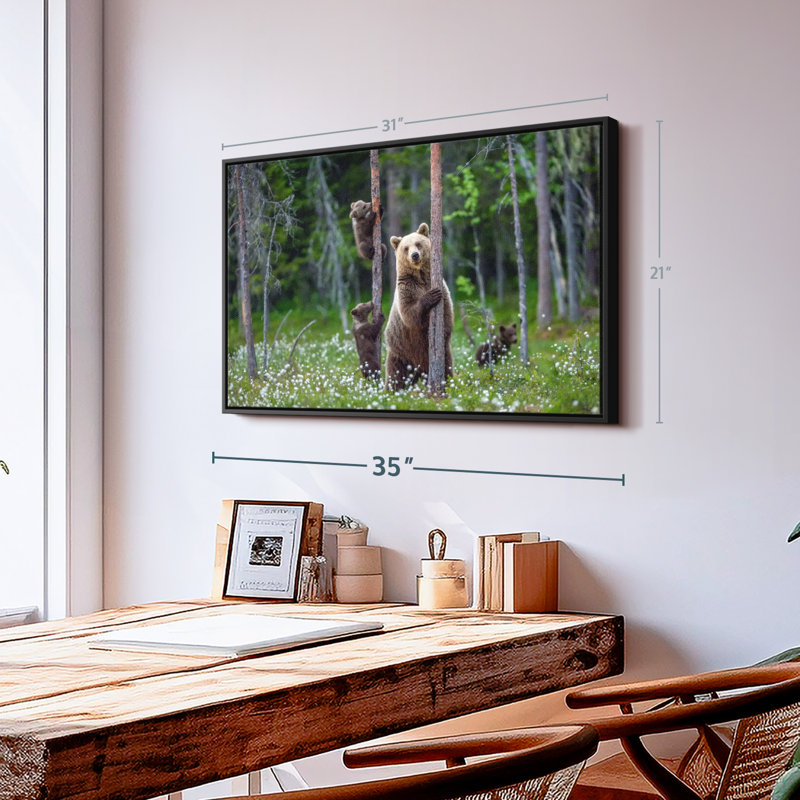 Animal «Bears In Forest», art mural, H 21 po x l 31 po