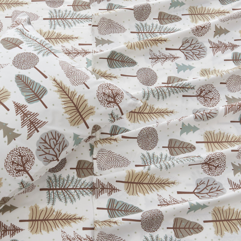 King Size Lodge Forest Trail Printed Microfiber Sheet Set