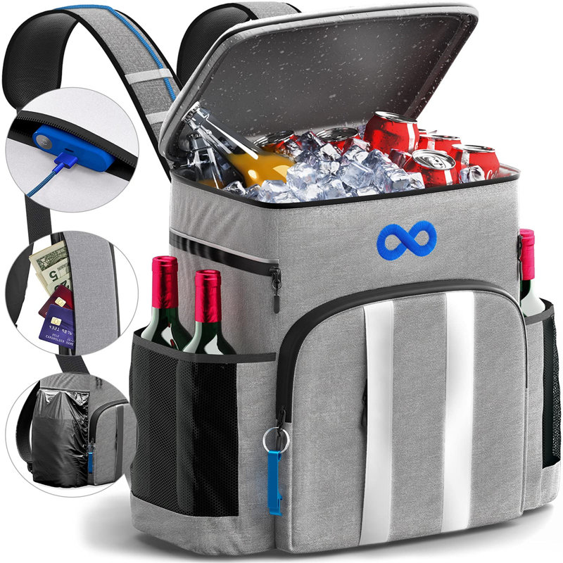 Cooler Backpack - Insulated, Leak-Proof, Holds 54 Cans/4 Bottles, Keeps Wine Cold For 24 Hours