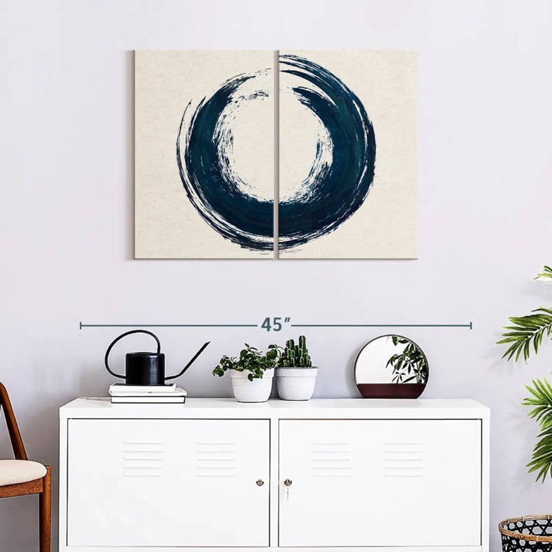 Circle Abstract - 2 Piece Wrapped Canvas Print Set, 33" H x 24" W x 1"