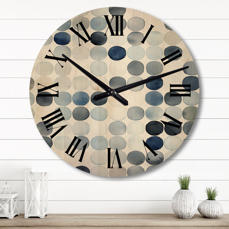 Horloge murale en bois massif Trishanna, Grand