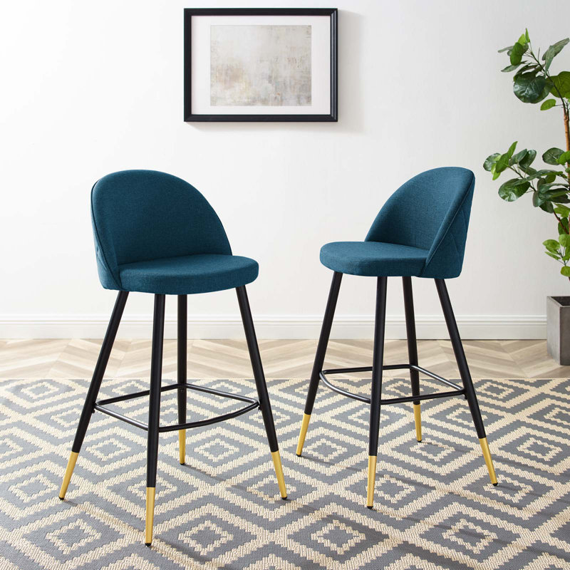 Tabourets de bar Cordial - ensemble de 2, Mélange de polyester bleu, Bar Stool (29" Seat Height)