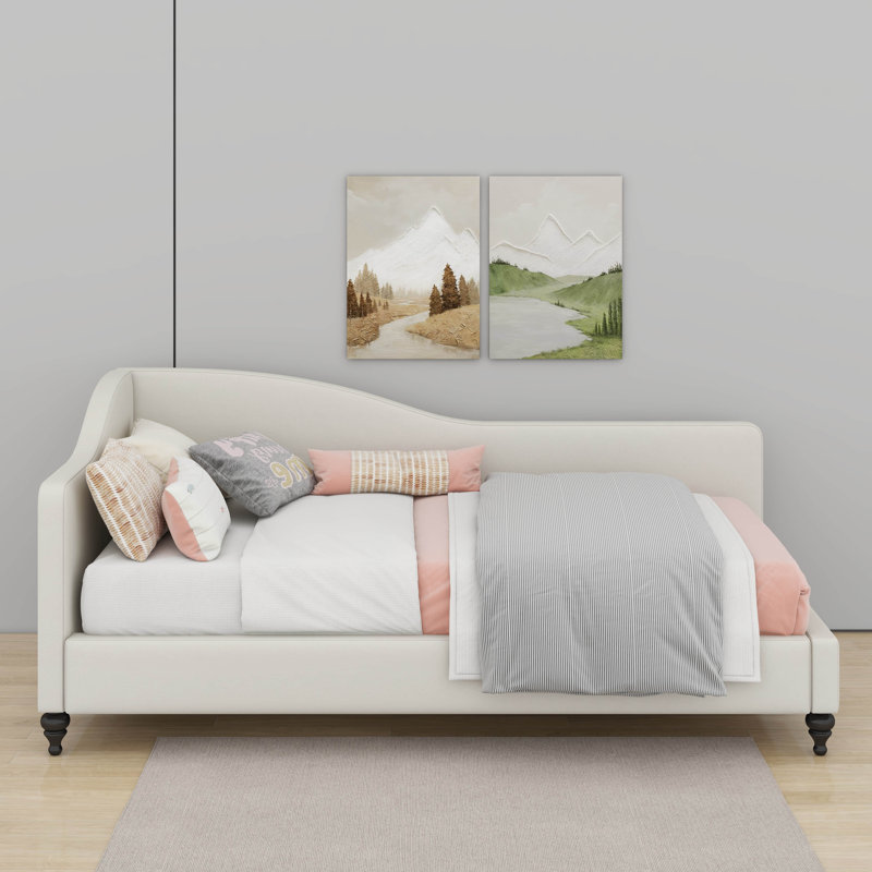 Twin Size L-Shaped Daybed, Beige, Twin