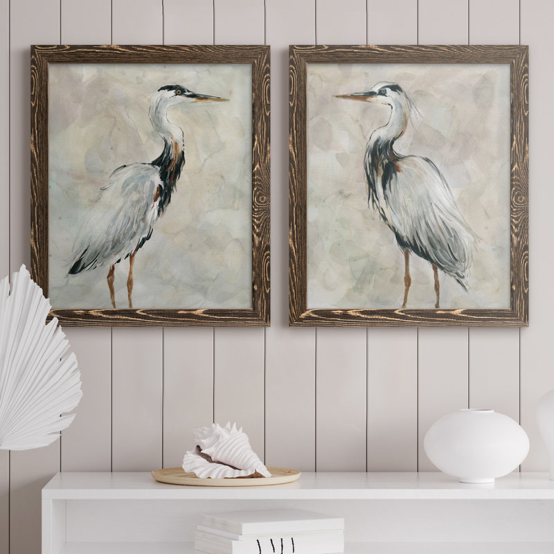 Crane at Dusk I - ensemble de 2 reproductions, Toile encadrée, H 24 po x l 36 po, Érable