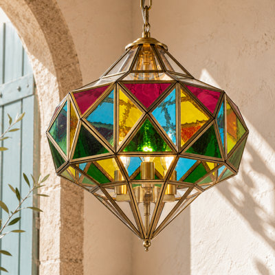 Luminaire suspendu géométrique en verre 3 lumières