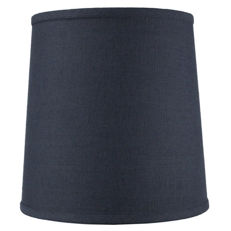 Abat-jour tambour en lin H 12 po x l 12 po (Uno), Bleu ardoise texturé