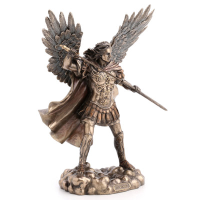 11.42 in H Archangel Saint Michael Unsheathing the Sword Poly Resin