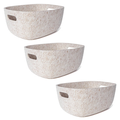 Cream Strong Felt Oval Basket Set/3