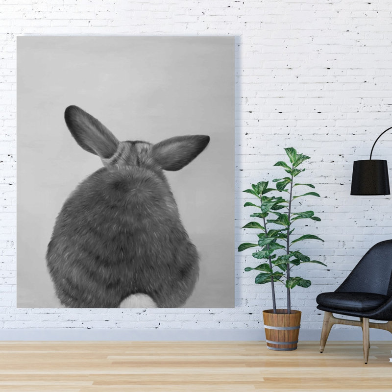 Petit lapin par derrière - Décoration de toile de salon noire