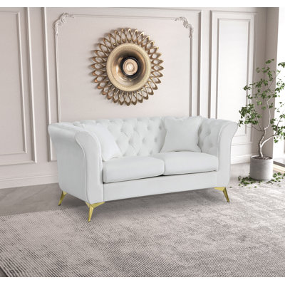 Geneveve 64.2"" Velvet Rolled Arm Chesterfield Loveseat -  House of HamptonÂ®, B2751EE1359F4AF3B96A052CD6F8B617