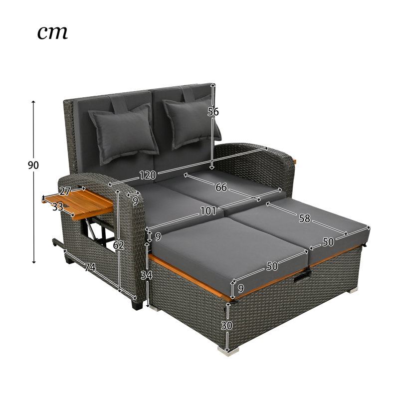 Mendenhall 120cm Wide Wicker Loveseat with Cushions
