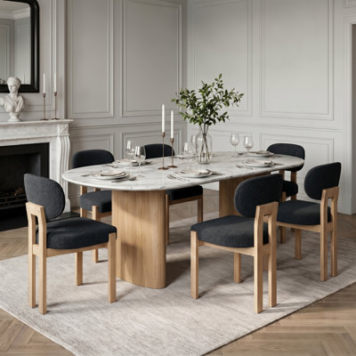 Ensemble de 6 chaises de salle à manger rembourrées en tissu, chaise de salle à manger de style campagnard pour salle à manger