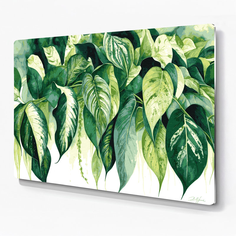 Botanique, art mural en métal beige de Dieffenbachia, H 11 po x l 14 po