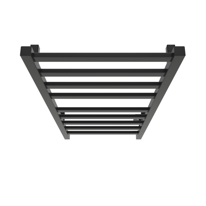 Chauffe-serviettes électrique mural en acier 18 po x 40 po Kontour - noir mat, câblé, rails carrés, Électrique câblé