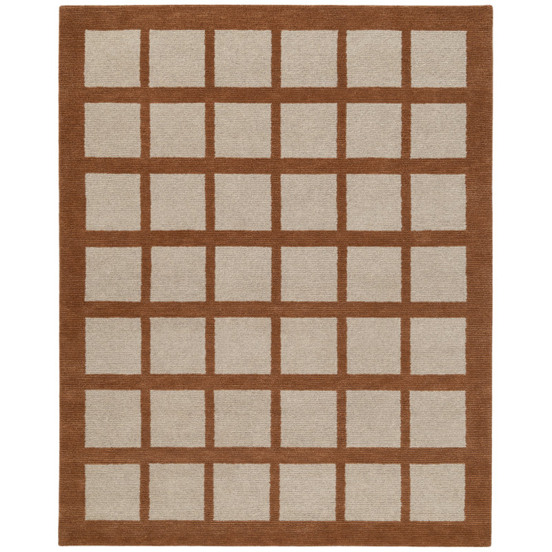 Tapis d'intérieur en laine touffeté à la main Mid Century, 2 pi x 3 pi, Orange