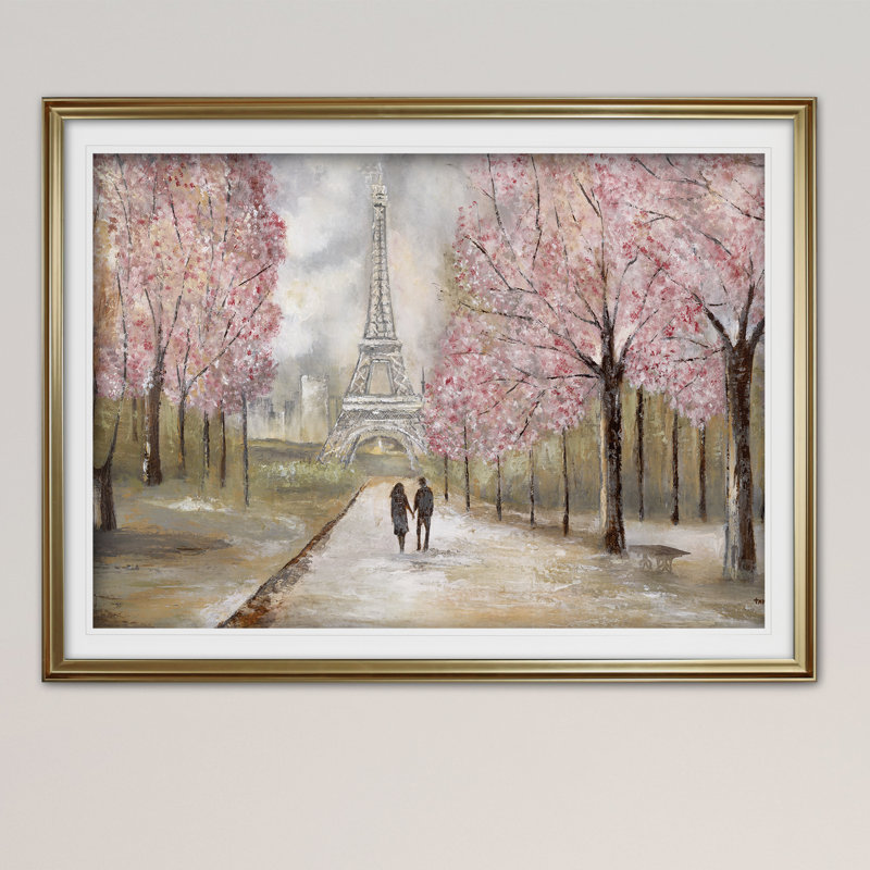 Paris Stroll - reproduction d'art encadrée, Or, H 20 po x l 24 po x P 1,5 po
