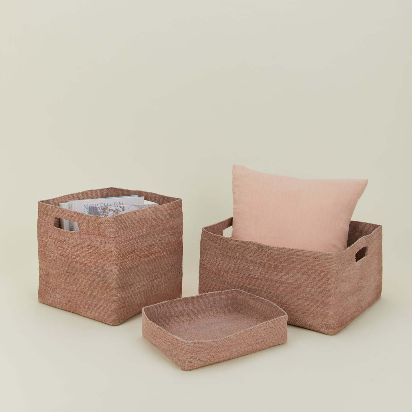Essential Laundry Basket with Handles, Blush, 12" H x 13" W x 13" D