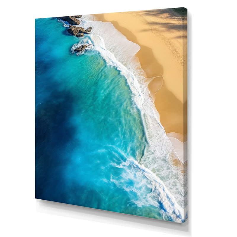 Vagues aériennes, plage, évasion II - art mural plage, Toile tendue, 40" H x 30" W