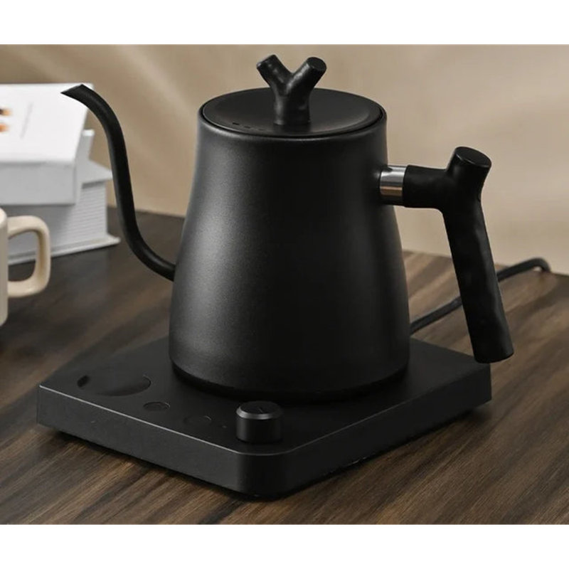 Bouilloire électrique col de cygne 1000W pour infusion de café - Pot en acier inoxydable 1000 ml, Noir
