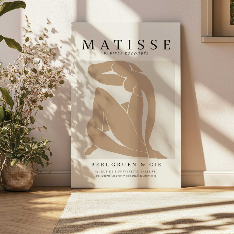 Matisse's Nude II en brun clair, reproduction sur toile encadrée, H 54 po x l 36 po x P 1,25 po, Toile tendue