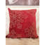 Coussin décoratif rouge en velours rouge 20 x 20 avec broderie de flocons de neige dorés et ensemble de 2