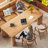 Burlywood Rectangular Solid Wood Writing desk-664393518