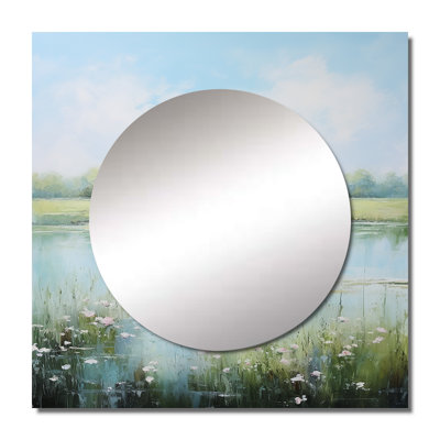 Meadow Tranquil Waters I - Landscape & Nature Square Mirror Wall Decor For Bedroom